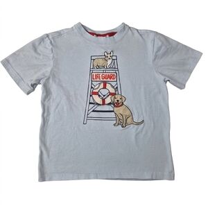 Janie and Jack Lifeguard Dogs Graphic Tee Blue Size 6 Corgi Lab Ebroidered